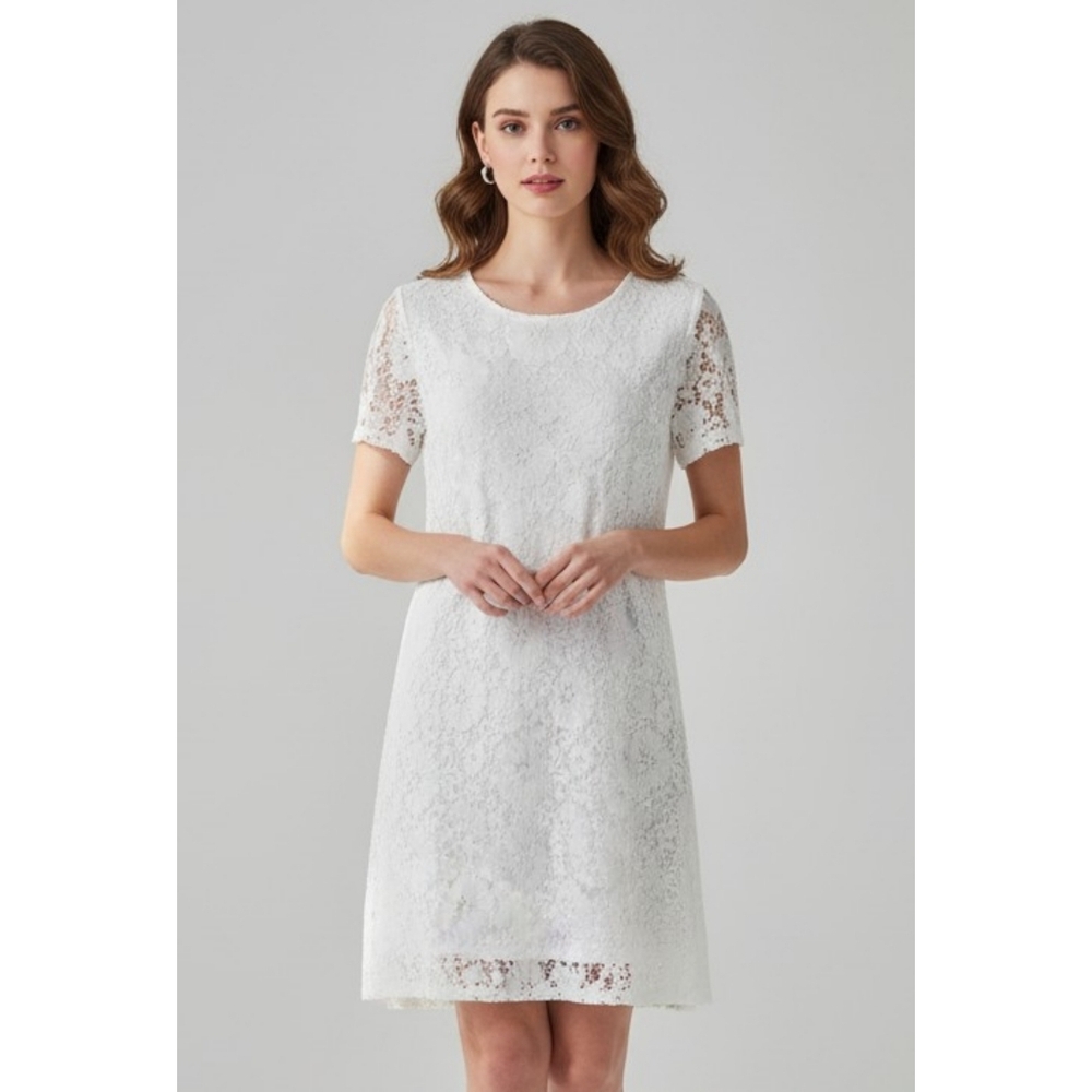 Zeela Floral Lace Dress White Size XXL